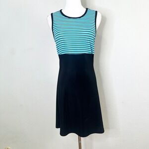 Byer Too California Vintage 90s Striped Sleeveless Dress Black Blue Small USA